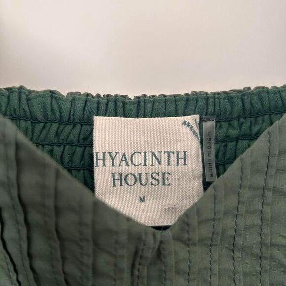 Hyacinth House Tuckernuck Sasha Mini Emerald Green Puff Sleeve Babydoll dress M - Picture 7 of 8